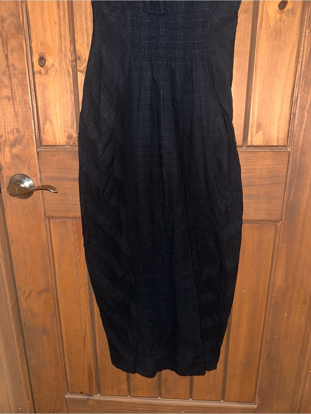 Free People Navy Button-Front V-Neck Midi Dress - Picture 9 of 9